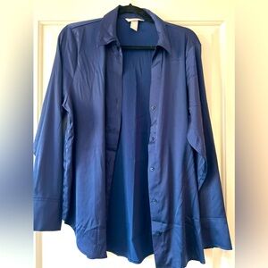 Women’s H&M navy satin button down - Size L
